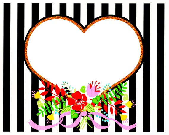 Valentine's Day Heart Stripes ~ Edible 2D Fondant Birthday Cake/Cupcake Topper ~ D113