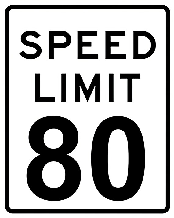 Speed Limit 80th Birthday Sign - 2D Fondant Edible Cake & Cupcake Topper For Birthdays and Parties! - D24336