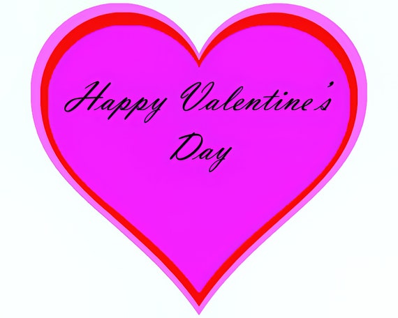 Happy Valentine's Day Heart ~ Edible 2D Fondant Birthday Cake/Cupcake Topper ~ D22103