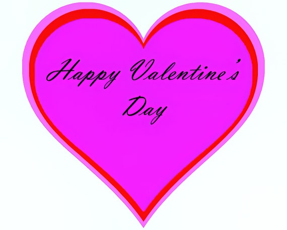Happy Valentine's Day Heart ~ Edible 2D Fondant Birthday Cake/Cupcake Topper ~ D22103