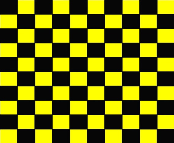 Black & Yellow Checkerboard Birthday ~ Edible 2D Fondant Birthday Cake/Cupcake Topper ~ D22745