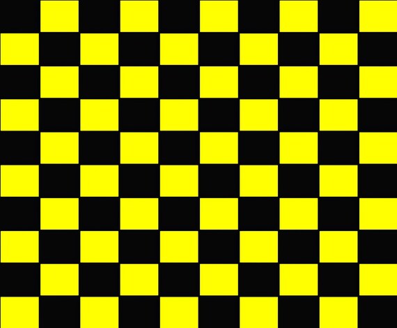 Black & Yellow Checkerboard Birthday ~ Edible 2D Fondant Birthday Cake/Cupcake Topper ~ D22745
