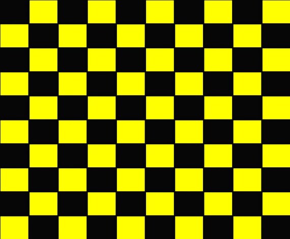 Black & Yellow Checkerboard Birthday ~ Edible 2D Fondant Birthday Cake/Cupcake Topper ~ D22745