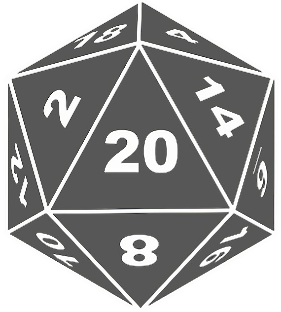 Grey D20 Dice Gaming Birthday ~ Edible 2D Fondant Birthday Cake/Cupcake Topper ~ D24127