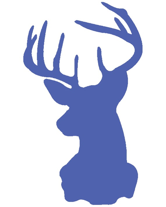 Blue Deer Head Hunting Birthday - Edible 2D Fondant Cake & Cupcake Topper For Birthdays and Parties! - D24466