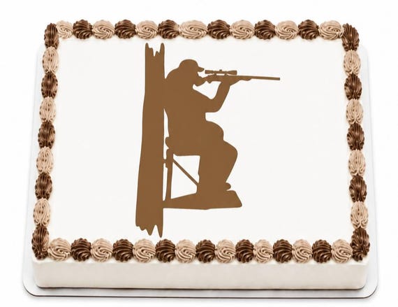 Rifle Hunter Edible Cake Topper, Tree Stand Hunting Birthday Frosting Sheet Image ~ D3953