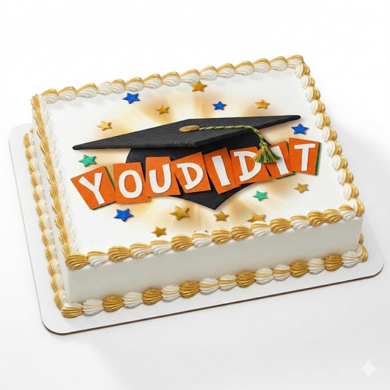 You Did It Graduation Cap Stars Edible Cake Topper, Congrats Grad Frosting Sheet Decoration ~ D148