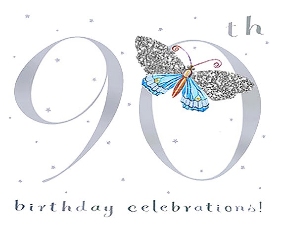 Happy 90th Birthday ~ Edible 2D Fondant Birthday Cake/Cupcake Topper ~ D6009