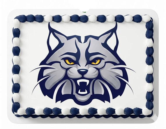 Wildcat Lynx Mascot Edible Cake Topper, School Spirit Frosting Sheet Image, Navy Blue Wildcats ~ D859