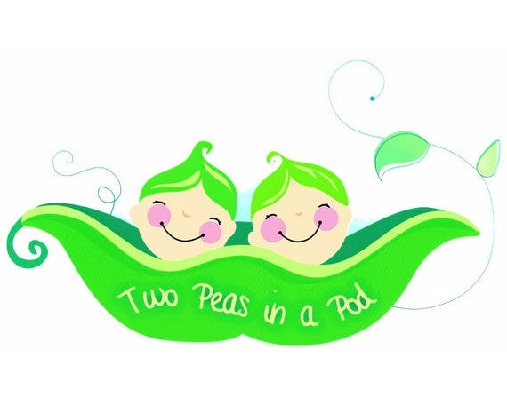 Two Peas In A Pod Twins Baby Shower Birthday ~ Edible 2D Fondant Birthday Cake/Cupcake Topper ~ D704