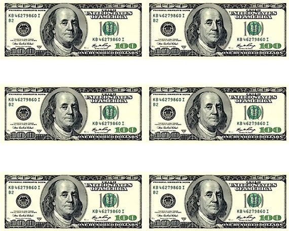 100 Dollar Bill - Side Strips ~ Edible 2D Fondant Birthday Cake Side Toppers ~ D20003