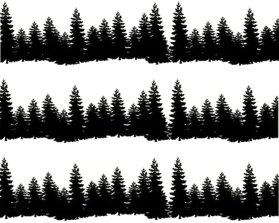 Forest Trees - Side Strips ~ Edible 2D Fondant Birthday Cake Side Toppers ~ D24500