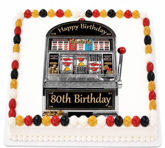 Slot Machine Casino Jackpot Edible Cake Topper, Vegas Birthday Frosting Sheet Image, Lucky Sevens ~ D22769