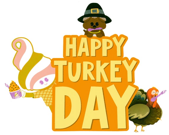Happy Turkey Day Thanksgiving Birthday ~ Edible 2D Fondant Birthday Cake/Cupcake Topper ~ D22327