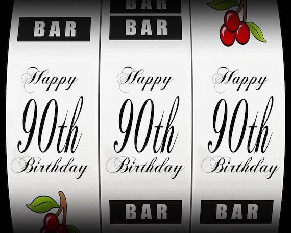 90th Birthday Casino Slot Machine ~ Edible 2D Fondant Birthday Cake/Cupcake Topper ~ D21876