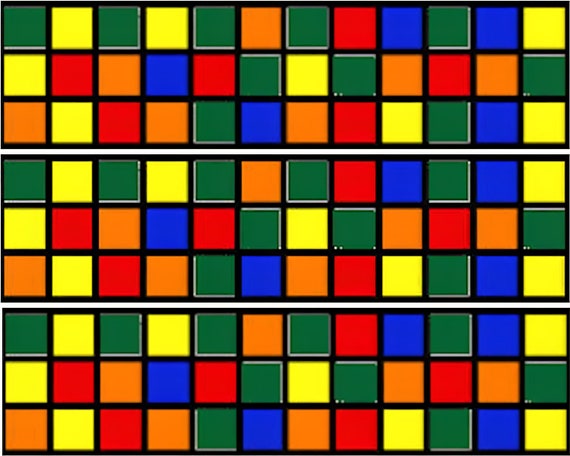 Colorful Blocks - Side Strips ~ Edible 2D Fondant Birthday Cake Side Toppers ~ D472