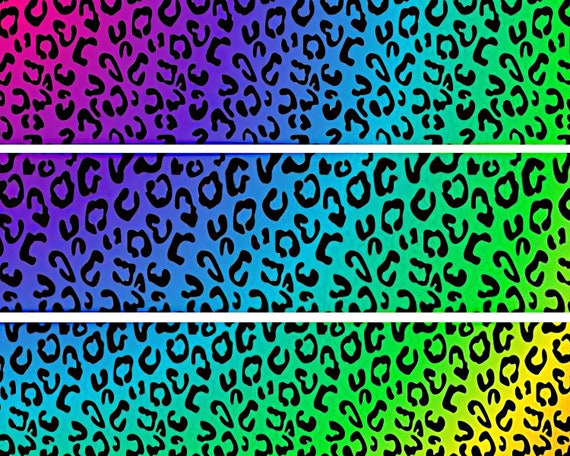 Rainbow Cheetah Print Birthday ~ Edible 2D Fondant Birthday Cake Side Toppers ~ D24222