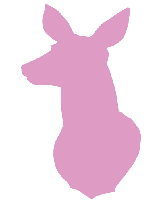 Pink Doe Deer Head Hunting Birthday - Edible 2D Fondant Cake & Cupcake Topper For Birthdays and Parties! - D24467