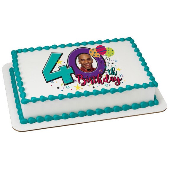 Happy 40th Birthday ~ Edible 2D Fondant Birthday Photo Frame Cake/Cupcake Topper ~ D24113