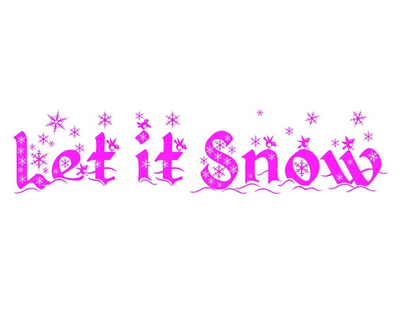 Pink Let It Snow Winter Christmas - 2D Fondant Edible Cake & Cupcake Topper For Birthdays and Parties! - D24542