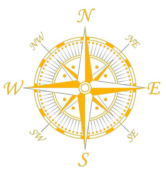 Yellow Pirate Map Compass Birthday Background ~ Edible 2D Fondant Birthday Cake/Cupcake Topper ~ D24205