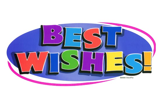 Best Wishes Oval ~ Edible 2D Fondant Birthday Cake/Cupcake Topper ~ D146