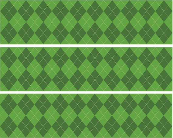 Green Argyle Pattern - Side Strips ~ Edible 2D Fondant Birthday Cake Side Toppers ~ D20878