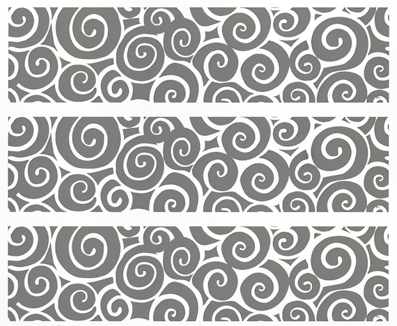 Grey Swirls Birthday ~ Edible 2D Fondant Birthday Cake Side Toppers ~ D24106