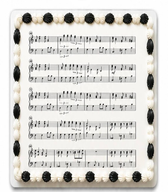 Sheet Music Edible Cake Topper, Piano Notes Frosting Image, Recital Party ~ D20583