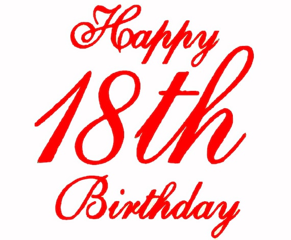 Red Happy 18th Birthday ~ Edible 2D Fondant Birthday Cake/Cupcake Topper ~ D22442