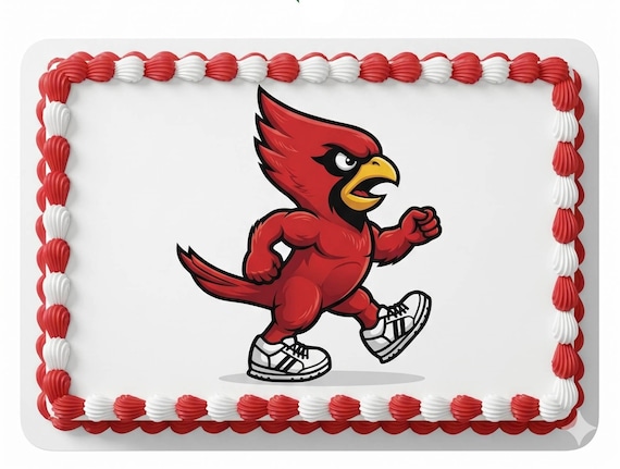 Cardinal Mascot Edible Cake Topper, School Spirit Frosting Sheet Image, Red Cardinals Sports Team ~ D920