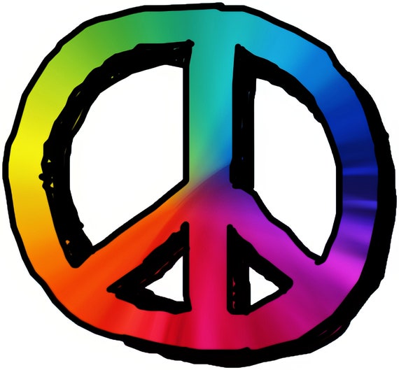 Rainbow Peace Sign Birthday ~ Edible 2D Fondant Birthday Cake/Cupcake Topper ~ D22965