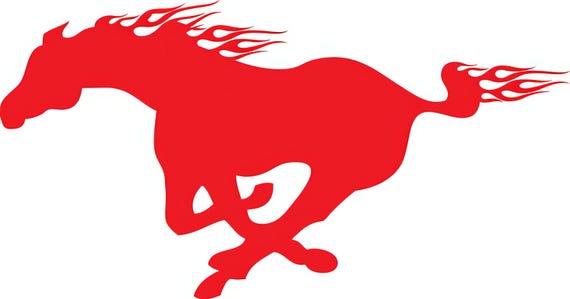 Red Mustang Mascot Birthday ~ Edible 2D Fondant Birthday Cake/Cupcake Topper ~ D30004
