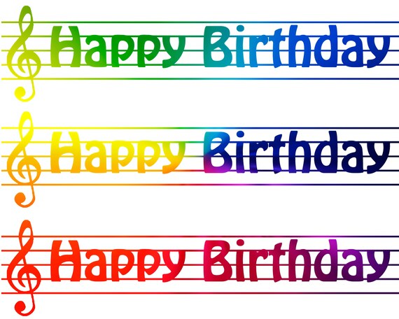 Rainbow Music Band Notes - Birthday Background - Side Strips ~ Edible 2D Fondant Birthday Cake Side Toppers ~ D22682