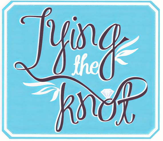 Tying The Knot Engagement Cake Background ~ Edible 2D Fondant Birthday Cake/Cupcake Topper ~ D3037