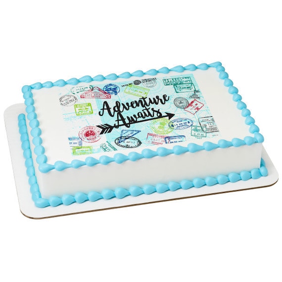 Adventure Awaits Graduation Birthday ~ Edible 2D Fondant Birthday Cake/Cupcake Topper ~ D24091