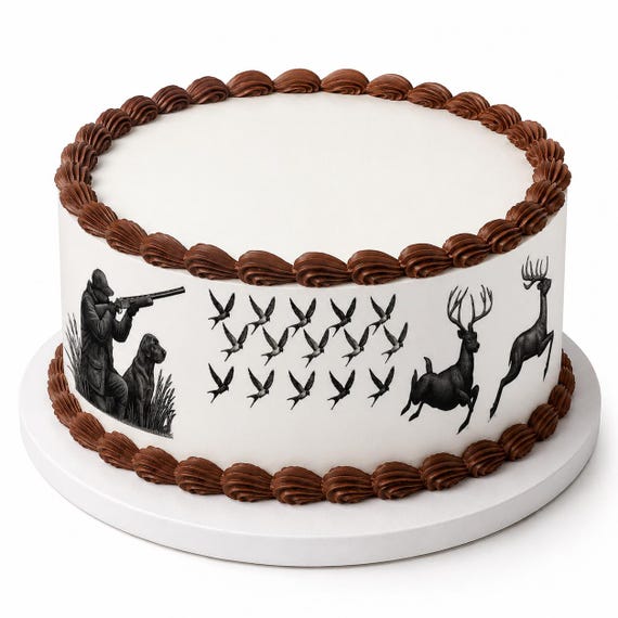 Hunting Scene Edible Cake Side Strips, Deer Duck Frosting Sheets, Outdoor Party ~ D21521