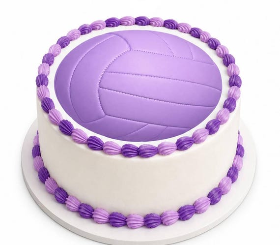 Purple Volleyball Close Up Edible Cake Topper, Lavender Ball Sports Frosting Sheet Image, Team Game Day Party ~ D30003
