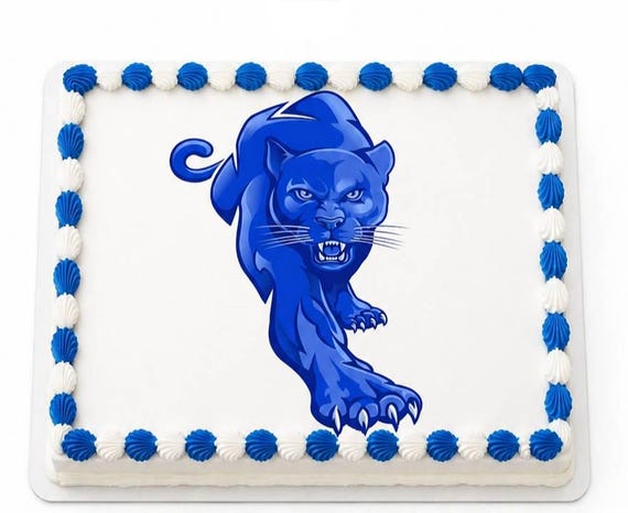 Blue Panther Prowling Mascot Edible Cake Topper, Cougar School Team Frosting Sheet Image, Big Cat ~ D22457