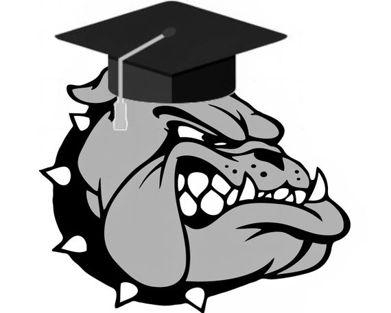 Bulldog Mascot Graduation ~ Edible 2D Fondant Birthday Cake/Cupcake Topper ~ D24588