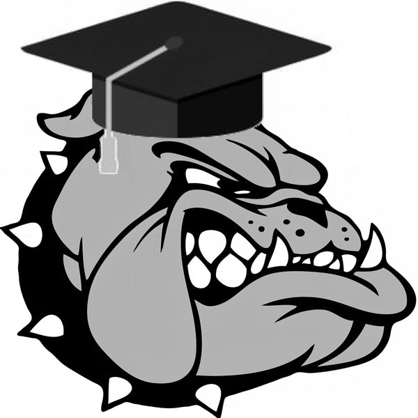 Bulldog Mascot Graduation ~ Edible 2D Fondant Birthday Cake/Cupcake Topper ~ D24588