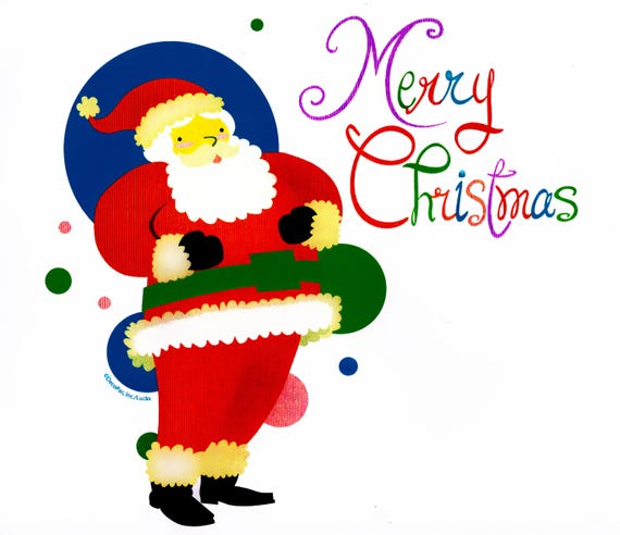 Santa Claus Christmas Birthday ~ Edible 2D Fondant Birthday Cake/Cupcake Topper ~ D24082
