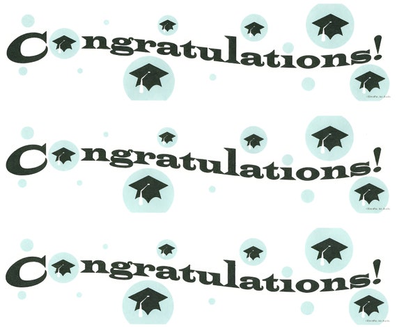 Congratulations Graduation - Side Strips ~ Edible 2D Fondant Birthday Cake Side Toppers ~ D609