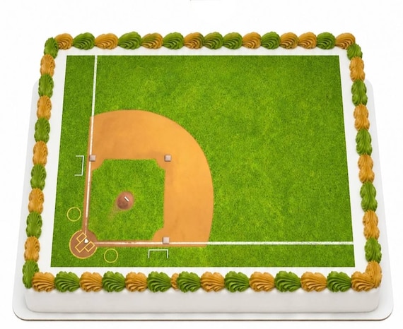 Baseball Diamond Field Edible Cake Topper, Softball Sports Birthday Frosting Sheet Image, Home Run ~ D826