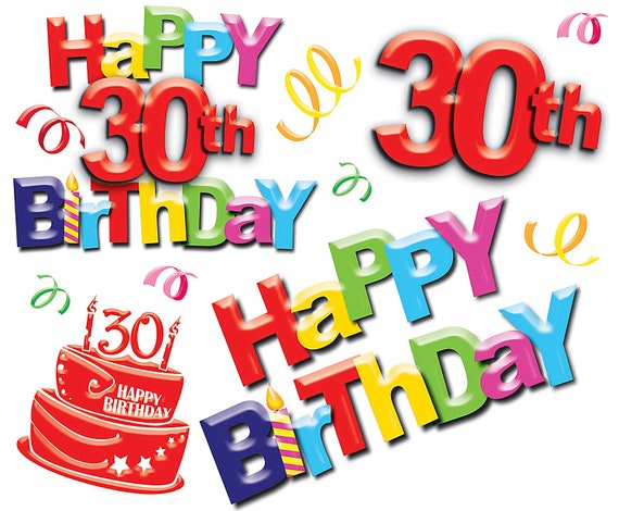 Happy 30th Birthday Party ~ Edible 2D Fondant Birthday Cake/Cupcake Topper ~ D5979