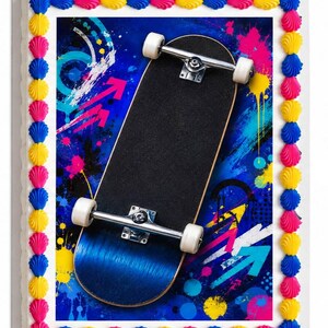 Skateboard Edible Cake Topper, Skater Birthday Frosting Sheet Image ~ D1322