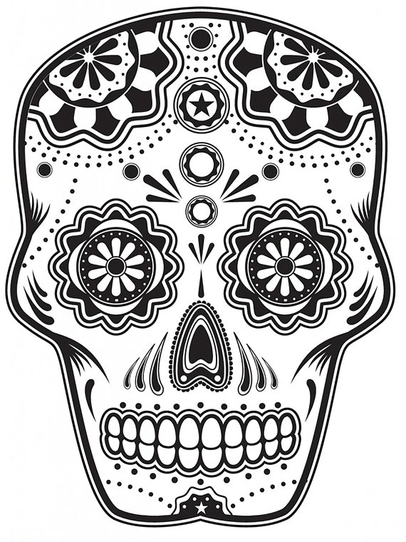 Sugar Skull Halloween ~ Edible 2D Fondant Birthday Cake/Cupcake Topper ~ D5825