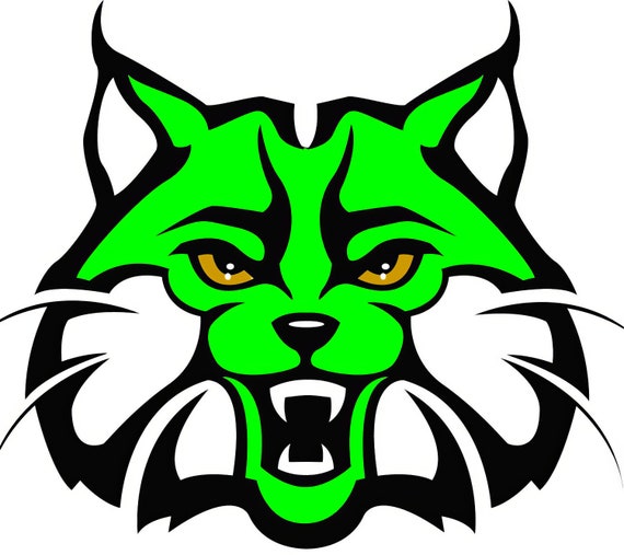 Green Bobcat Wildcat Mascot Birthday ~ Edible 2D Fondant Birthday Cake/Cupcake Topper ~ D22736
