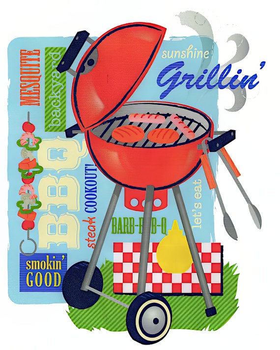 Summer Grill'in ~ Edible 2D Fondant Birthday Cake/Cupcake Topper ~ D426