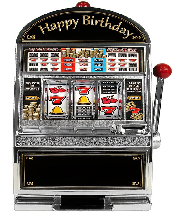 Las Vegas Casino Slot Machine Birthday - Edible 2D Fondant Cake & Cupcake Topper For Birthdays and Parties! - D24323